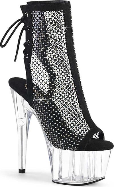Pleaser - ADORE-1018RM Plateau Laarzen, Paaldans schoenen - US 5 - 35 Shoes - Zwart/Transparant