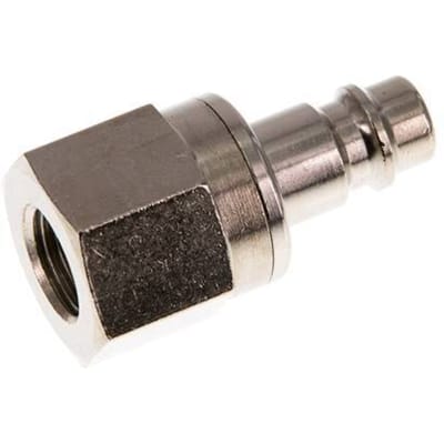 Vernikkeld Messing DN 7.2 (Euro) Luchtkoppeling Insteeknippel G 1/4 inch Binnendraad Double Shut-Off - CLP7-F-BN-SV-014