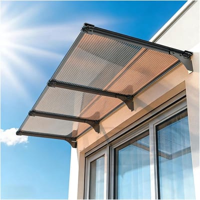 Raamluifel Deurluifel Buitenkant, Veranda Windblokker Polycarbonaat Hoes Patio Dekhoes Deuringang UV Regen Sneeuw Zonlichtbescherming, met aparte afvoergootsteen(100x150cm/39x59in)