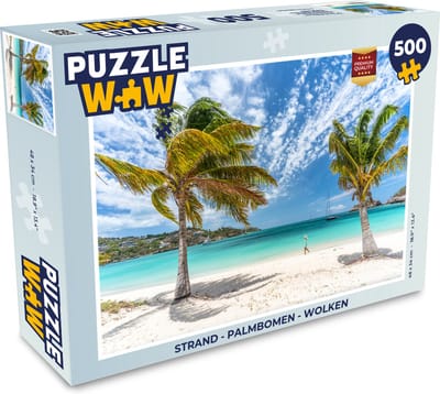 Puzzel Strand - Palmbomen - Wolken - Legpuzzel - Puzzel 500 stukjes