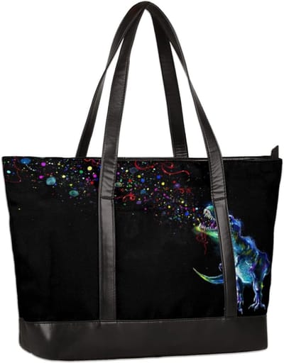 Laptop Tote Bag - Schoudertas Dames - Reizen Kantoor - Duurzaam Canvas Materiaal - 37x13x30cm - Meerkleurig