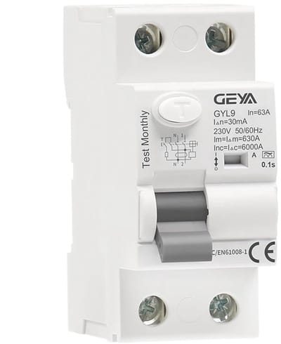 Aardlekschakelaar - Stroomonderbreker - Elektrische veiligheid - Type A AC - 2-polig 63A - Wit