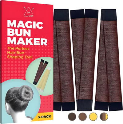 Haar Broodje Maker - Haar Styling Tool - Snel Haar Stijlen - Geen Spelden Nodig - 3 Stuks - Bruin