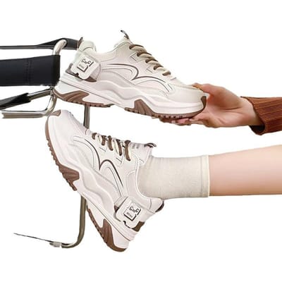 Chaussures de papa en cuir rehaussantes pour hommes et femmes, chaussures décontractées de printemps légères à semelle épaisse, nouvelles chaussures polyvalentes pour femmes muffin 40 white