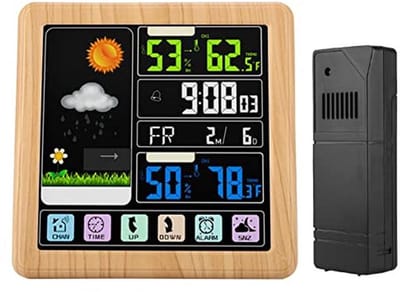 Draadloos Weerstation met Kleuren-LCD Touchscreen – Binnenthermometer, Buitenthermometer en Hygrometer