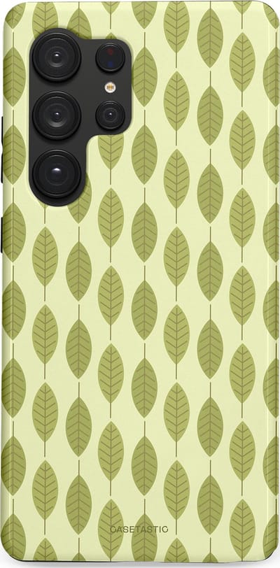 Casetastic hoesje geschikt voor Samsung Galaxy S25 Ultra - Dubbellaagse bescherming - Bladerenpracht in het groen - Fashion Case - Crème Olijfgroen