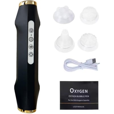 Draagbare CO2 Zuurstof Bubble Pen Exfoliëren Balanceren Serum Gezichtsmassageapparaat Hoogfrequente Vibratie Huidverzorging Schoonheidsmachine white