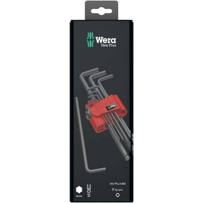 Wera 950 PKL/9 BM SB SiS Inbus Haakse schroevendraaierset 1.5 mm, 2 mm, 2.5 mm, 3 mm, 4 mm, 5 mm, 6 mm, 8 mm, 10 mm 9-delig