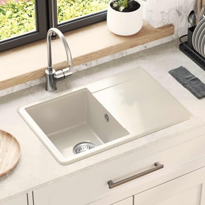 vidaXL Wasbak 80% Kwarts en 20% Hars 670 x 460 mm Beige