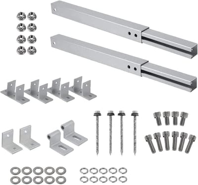 Paneelhouder - Aluminium Beugel - Zonne-energie Opname - Verstelbare Hoek - 45 cm Lengte - Zilver