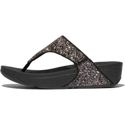 FitFlop Lulu Multi-Tonal Glitter Toe-Post Sandals Dames Slippers - Zwart Multi