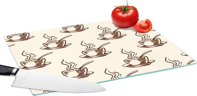Glazen Snijplank - 39x28 - Patronen - Vintage - Koffie - Snijplanken Glas