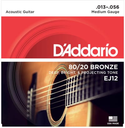 D'Addario EJ12 80/20 Bronze Akoestische Gitaarsnaren Medium 13-56