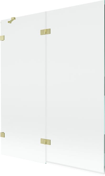 Mexen Lunar badwand 2-delig links 140 x 150 , transparant, goud geborsteld - 897-140-100-55-00-L