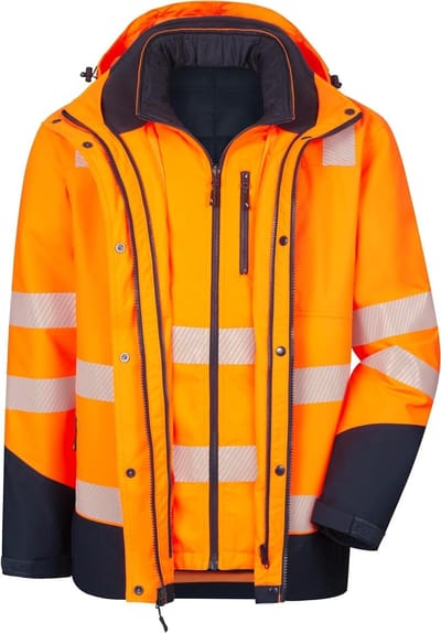 Winterjas Veiligheid - Werkjas 6-in-1 - Buitenwerkzaamheden - Waterdicht Ademend - Klasse 3 - Fluorescent Geel