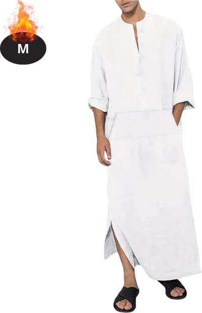 Nivard Islamitische Kleding - Djellaba Heren - Moslim Kleding - Arabisch Mannen Kaftan - Alhamdulillah - Wit M