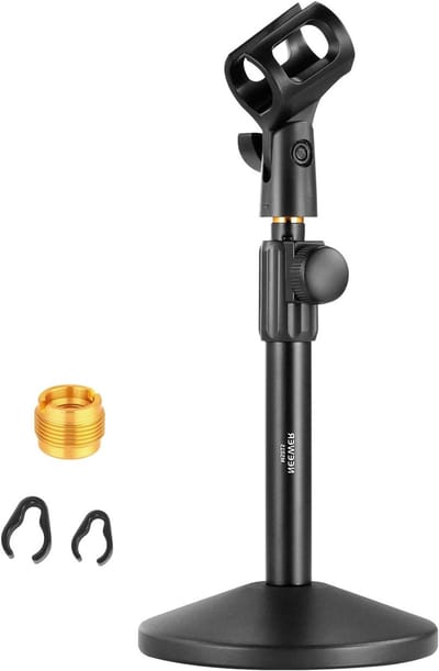 Verstelbare Microfoonstandaard voor Bureau, Tafelhouder met Clip en Adapter voor Diverse Microfoons, Geschikt voor Streaming en Opnames