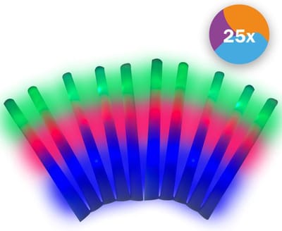 Fjesta© LED foam sticks - Glow In The Dark - Lichtstaaf - 25 Stuks - Multicolour