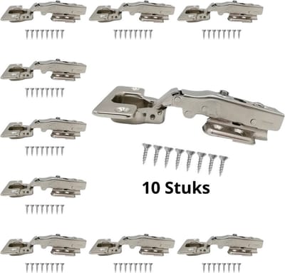 Hoexs- 10X Softclose scharnier Voorliggend 110° - Inclusief Schroefjes - Binnendeurscharnieren - Meubelscharnieren - Potscharnier - Soft Close - Keukenkast scharnieren - Keuken - Geruisloos - Makkelijk verstelbaar met Stelschroeven