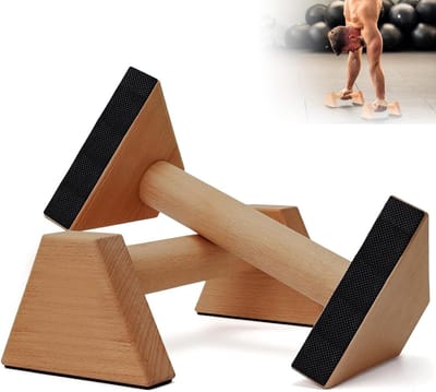 Massief houten push-upgrepen met anti-slip pad voor vloeroefeningen en krachttraining, ideaal voor fitness en spieropbouw