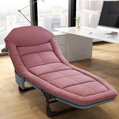 Opvouwbaar Kampeerbed - Liggende Stretcher - Outdoor Ontspanning - Verstelbare Rugleuning - 175x56CM - Roze