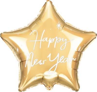 Partydeco - Folieballon Gouden Ster Happy New Year 45 cm