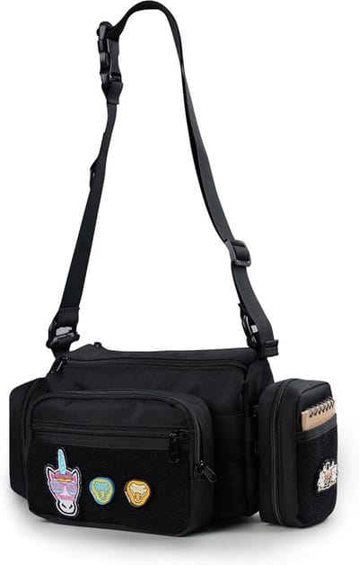 4-in-1 Schoudertas met Molle Systeem, Verstelbare Crossbody Tas met 3 Afneembare Compartimenten, Duurzame EDC Organizer voor Dagelijks Gebruik en Outdoor Activiteiten