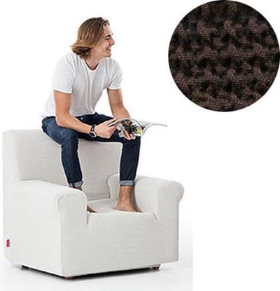 Belmarti® Fauteuilhoes Milos 70cm tot 110cm breed- Bruin - Stoelhoes voor fauteuil - Premium Belmarti® kwaliteit -Extreme stretch