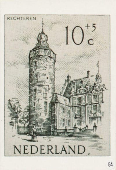 Briefkaart met afbeelding Kasteel Rechteren bij Dalfsen postzegel