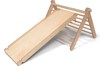 Ette Tete Sipitri - Houten klimrek met glijbaan - 2 segmenten - Open Ended play - Montessori - Klimtoren - Inklapbaar - Duurzaam