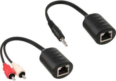 3,5mm Jack - Tulp stereo audio over ethernet extender set