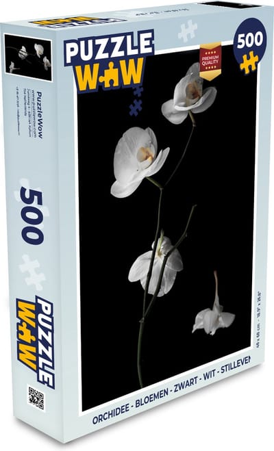 Puzzel Orchidee - Bloemen - Zwart - Wit - Stilleven - Legpuzzel - Puzzel 500 stukjes