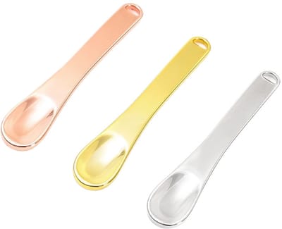 Cosmetische spatel - 3 Stuks - Skincare applicator - Metaal - Herbruikbare - Masker Spatel - Spatula - Gezichtscreme lepel - Huidverzorging cosmetische lepel - Voor gezicht cosmetica voor gezichtsmasker crème lotions moisturizers-Goud/Zilver/Roségoud