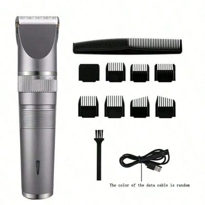 Oplaadbare, draadloze, professionele USB-tondeuse voor mannen, professionele haartondeuse voor mannen zilver