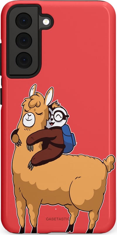 Casetastic hoesje geschikt voor Samsung Galaxy S21 FE 5G - Dubbellaagse bescherming - Lui en lekker - Fashion Case - Koraal Goud