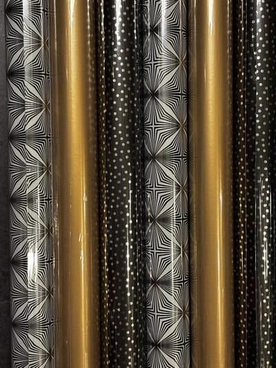 cadeaupapier op rol Goud Zwart 6 rollen – Inpakpapier- Breedte 70 cm - 1,5m lang