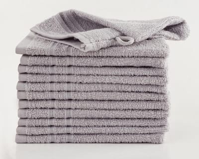 Homéé Washandje FeelGood due fancy grijs 15x22cm 100% Katoen badstof set van 12 stuks