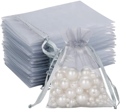 Dailygoody - Organza geschenkzakjes - Cadeauzakjes voor bruiloften - Zilvergrijs 7x9cm - Sieradenzakjes - Perfect voor snoepjes en lavendel - 100 stuk