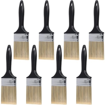 Dailygoods- Penseel 3 Inch - 8 Pack - Synthetisch Filament - Platte Borstels - Voor Muren/Plafonds - Comfortabele Handgreep - Verfkwast