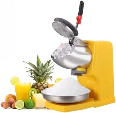 Elektrische IJscrusher - Schaafijsmachine Sneeuwkegelmachine - Cocktails Maken - Spatbescherming Automatische Uitschakeling - 100 kg/u - Geel
