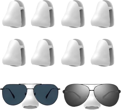 Brilhouders Wandmontage - Brillenstandaard - Brillen Opbergen - Zelfklevend Neusvorm - 8 Stuks Set - Wit