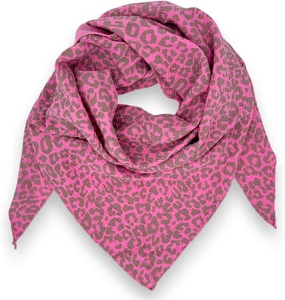 Mousseline Sjaal - Dierenprint Halsdoek - Outfit Completeren - Gemaakt in Italië - 195 x 72 cm - Luipaardprint