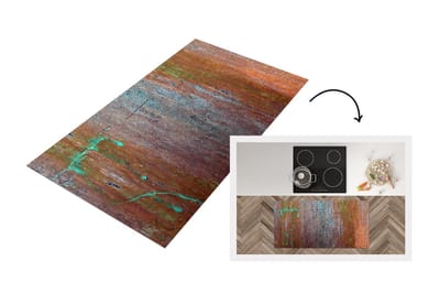 Keukenloper - Loper keuken - Plaat met koperen structuur uit een werkplaats - 120x60 cm - Keukenloper vinyl
