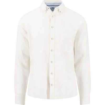 Fynch-Hatton Overhemd Premium Solid Linnen Button-Down Wit / male