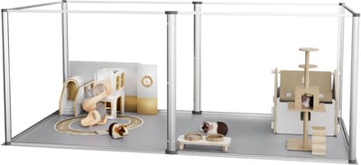 BingoPaw Acryl Speelpen voor Kleine Dieren Binnen - 6-delige Buitenren voor Binnen - met Waterdichte Vloerpanelen - Kleine Dierenren voor Konijnen, Cavia's, Hazen, Hamsters, Egels, 124x63x40 cm