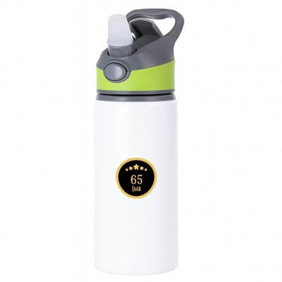 Hacebo® - 65 jaar waterfles met rietje groen - iemand die 65 jaar is geworden of 65 jaar lang een relatie hebben of getrouwd zijn - verjaardagscadeau - verjaardag - cadeau - kado - geschenk - gift - relatie - water fles - 650ML