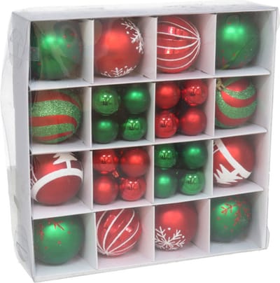 Gerimport kerstballen Kerstballen pakket - 42x stuks - zilver/donkerblauw - mix - kunststof