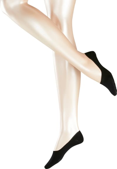 Esprit Cotton 2-Pack onzichtbar eenkleurig katoen multipack footies dames zwart - maat 39-42