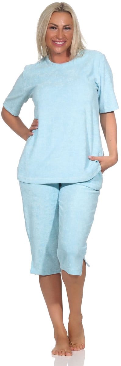 Normann damespyjama met korte mouwen in badstof capri - ook ideaal als homewear