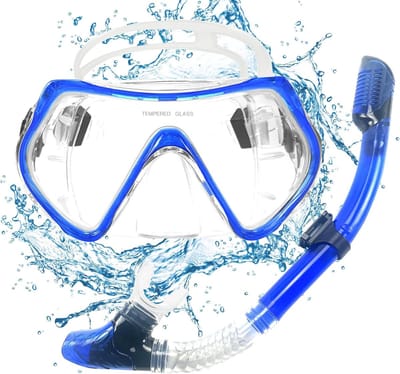 Thijox - Snorkelset voor Volwassenen - 180° Panoramisch Snorkelmasker met Droge Bovenklep, Anti-condens en Anti-lek, Ideaal voor Snorkelen en Duiken,